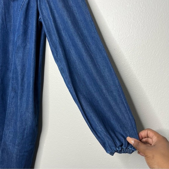 NEW Boden Women Dress 12 Denim Blouson Shift‎ Tencel Chambray Long Sleeve - Picture 7 of 16